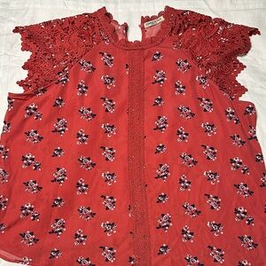 Chance or Fate Red Floral Lace Blouse
